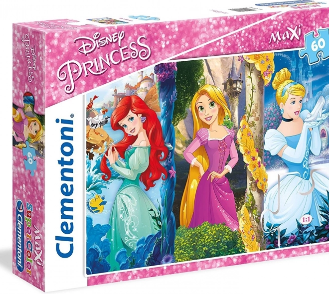 Puzzle Disney principesse: Ariel, Rapunzel e Cenerentola MAXI 60 pezzi