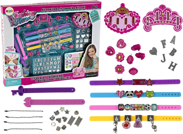 Set creativo fai-da-te per realizzare braccialetti con ciondoli e letterine