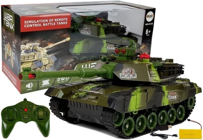 grande carro armato RC 2,4 GHz con luci e suoni, verde
