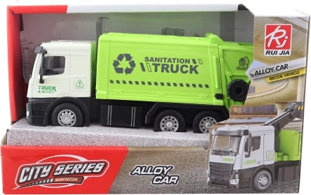 Camion dei rifiuti a retrocarica in metallo e plastica
