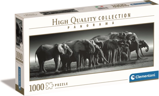 Puzzle panoramico 1000 pezzi – branco di elefanti CLEMENTONI