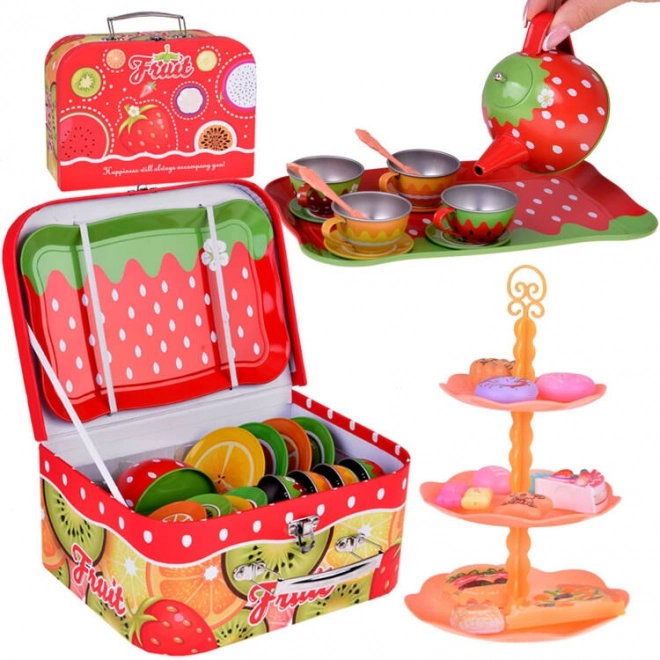 Set da tè alla frutta per bambini in valigetta, 36 pezzi