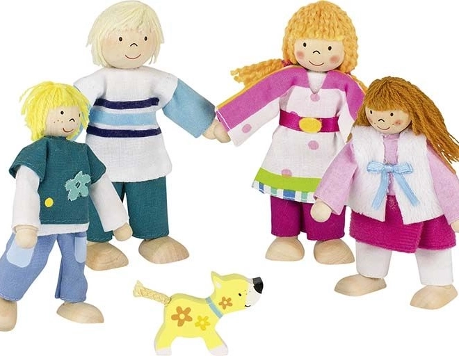 GOKI famiglia di bambole con cagnolino – set da 5 pezzi