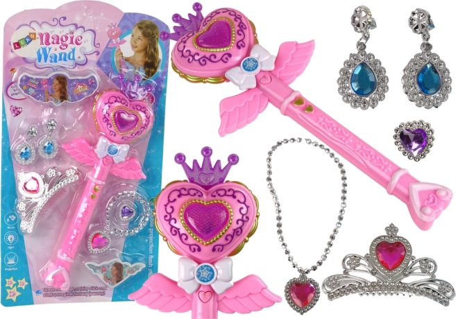 bacchetta magica interattiva con proiettore di stelle e accessori da fata, rosa