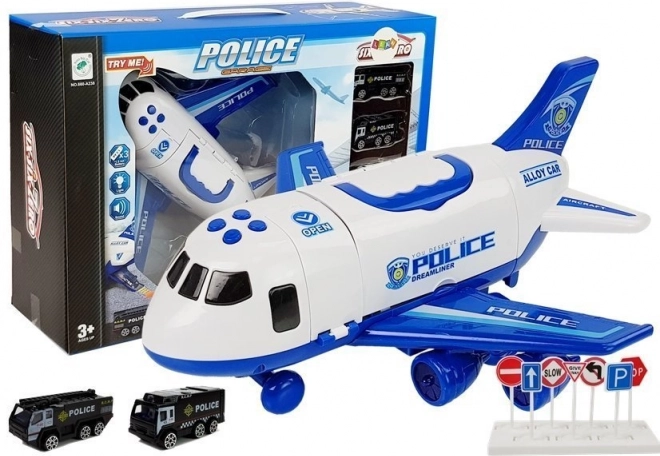 Aereo da trasporto della polizia pieghevole 1:64 con luci e suoni