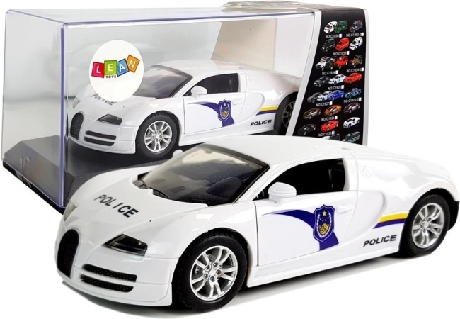 Auto sportiva della polizia con trazione, luci e suoni – bianca