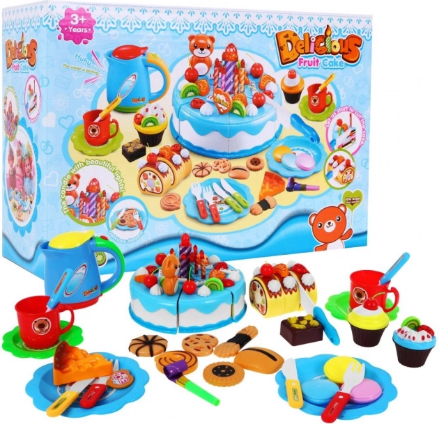 Set di organizzazione festa per bambini 3+ rosa torta con dolcetti e candela interattiva – Blu