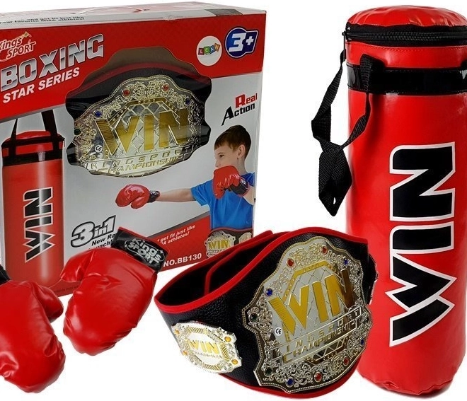 Set da boxe con cintura dei campioni per bambini
