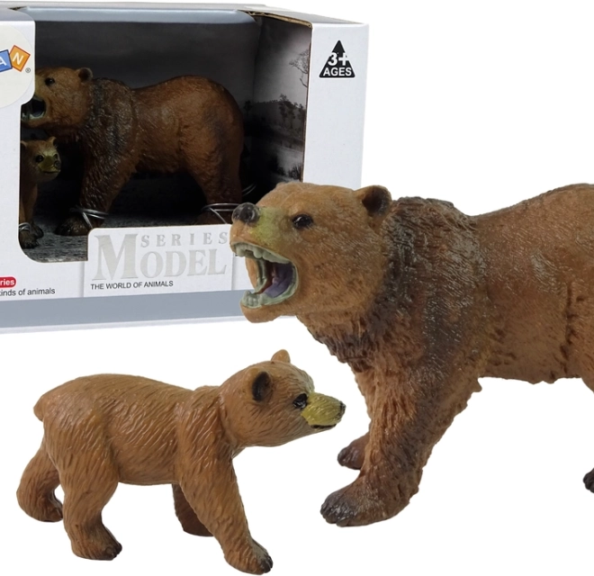 Set di 2 figurine orso grizzly con cucciolo