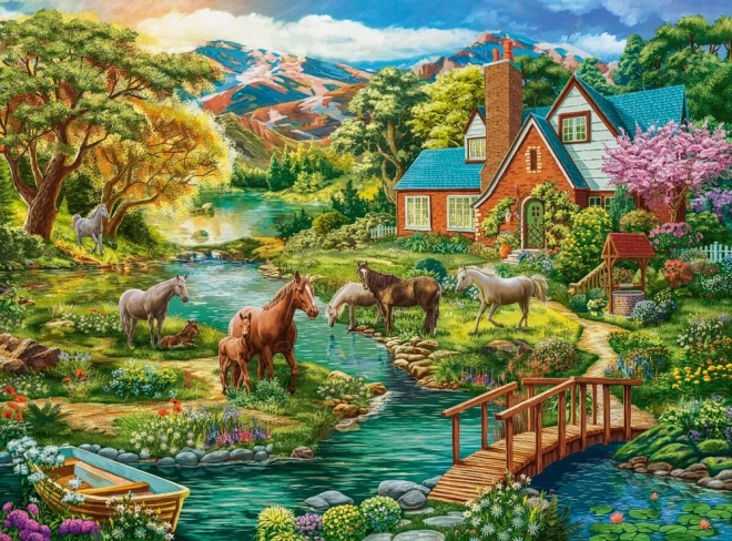 puzzle 2000 pezzi – casetta di campagna con cavalli