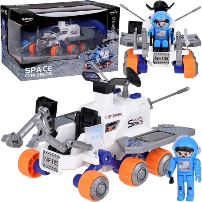 rover spaziale giocattolo a 6 ruote con minifigurina di astronauta