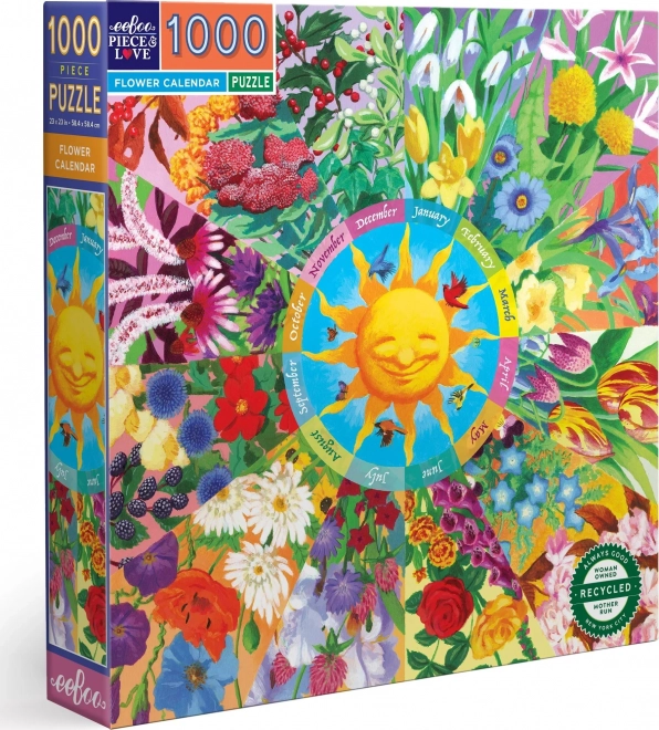 Puzzle quadrato eeBoo Calendario floreale 1000 pezzi