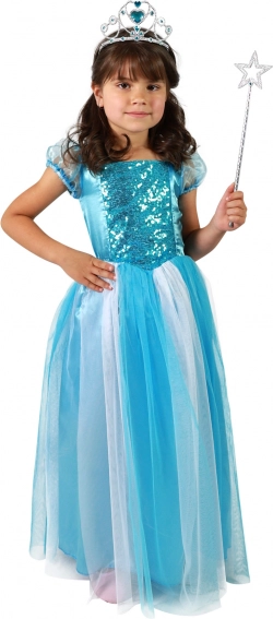 Costume da principessa per bambina – abito blu, taglia M (6–8 anni)
