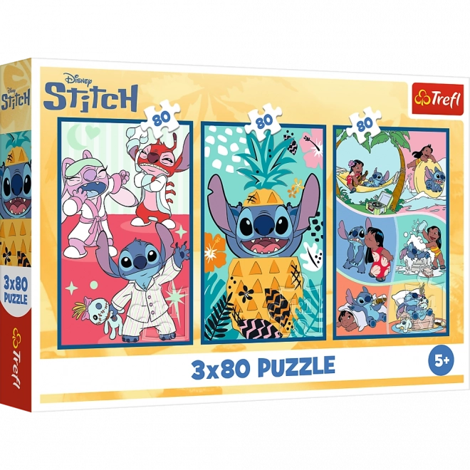 Puzzle Lilo & Stitch: Tre Puzzle in Uno - Stitch 3x80 Pezzi