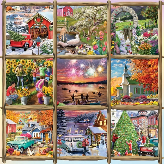 Puzzle Quadrato Collage Primavera, Estate, Autunno, Inverno 1000 pezzi