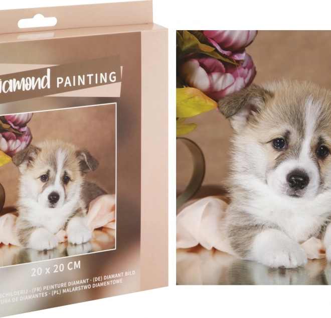 Diamond painting cucciolo carino 20 × 20 cm