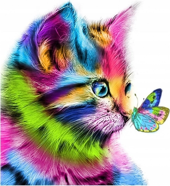 Pittura diamantata gattino con farfalla 30 × 40 cm