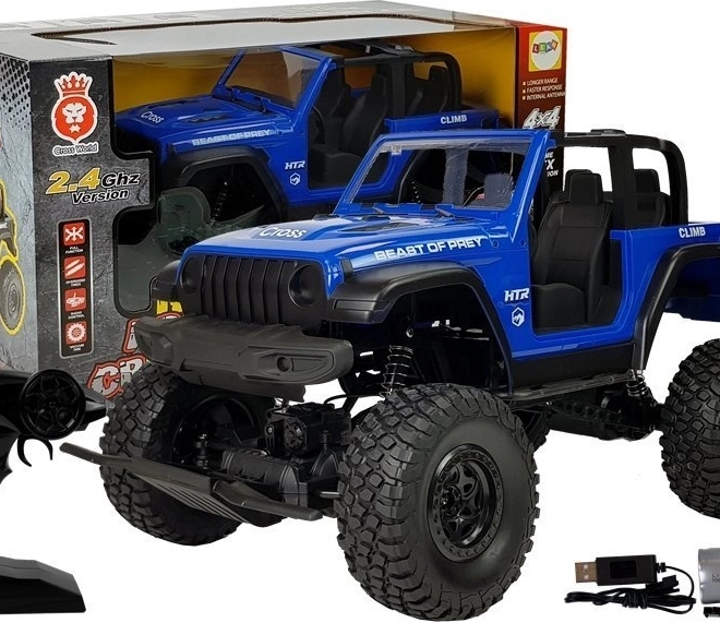 Auto RC fuoristrada 4x4 con sospensioni 2.4 GHz – blu