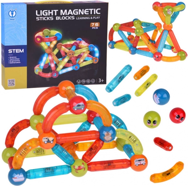 Costruzioni magnetiche colorate Jokomisiada con illuminazione LED
