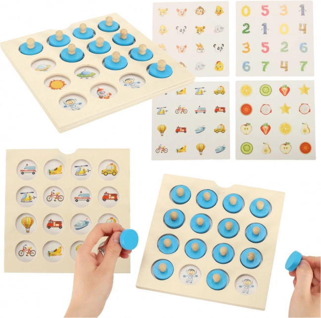 Gioco di memoria Montessori in legno con carte