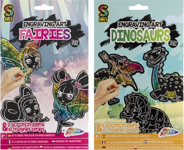 Magneti da graffiare – fate e dinosauri, set da 10 pezzi