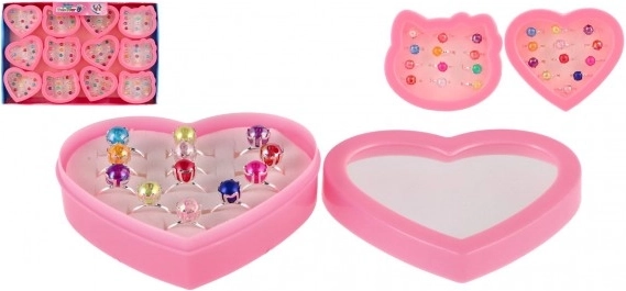 Anelli regolabili per bambini con perla 12 pezzi in scatola