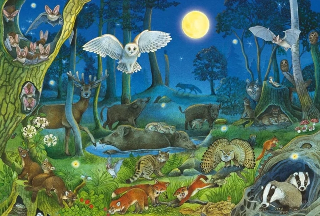 Puzzle Animali della foresta di notte 100 pezzi