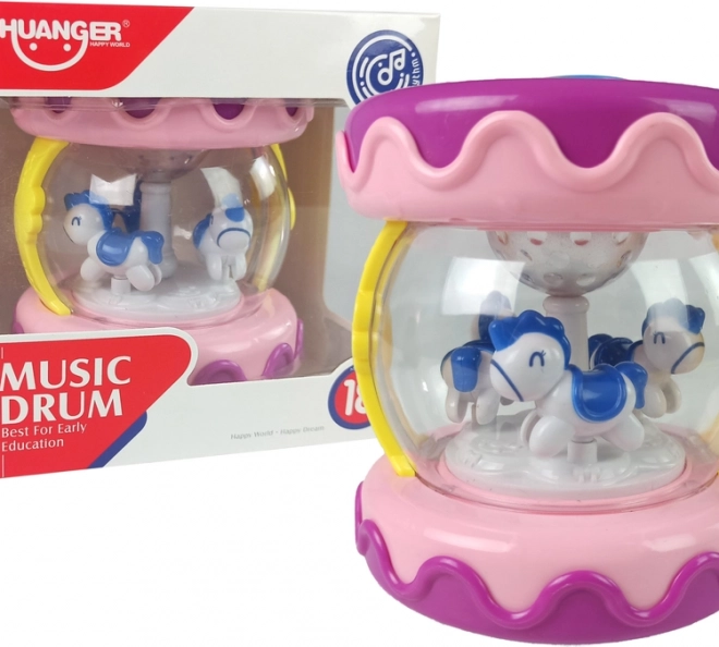 Tamburello musicale interattivo con carosello Rosa