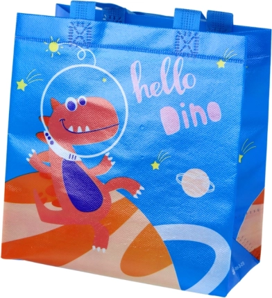 Borsa regalo dinosauro blu 23 × 21,5 × 11 cm