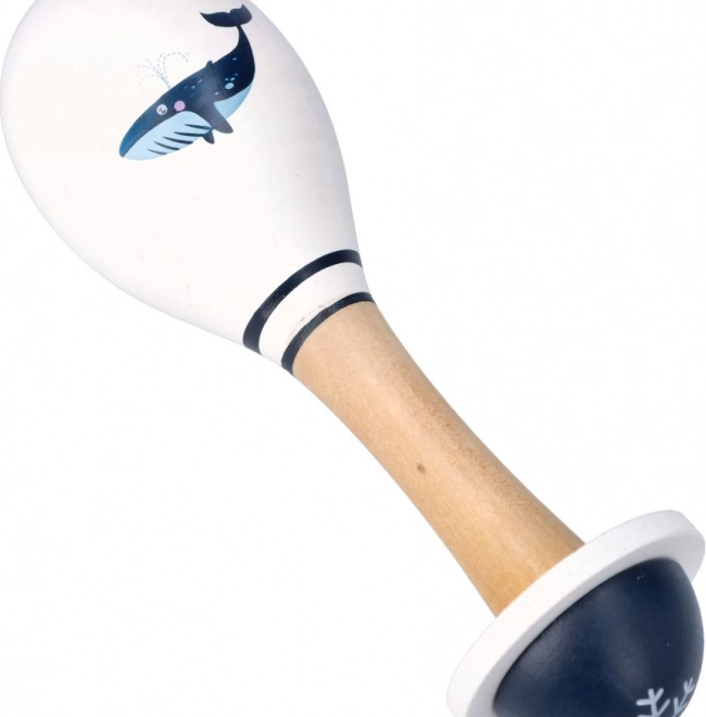 Maracas in legno con balena per bambini