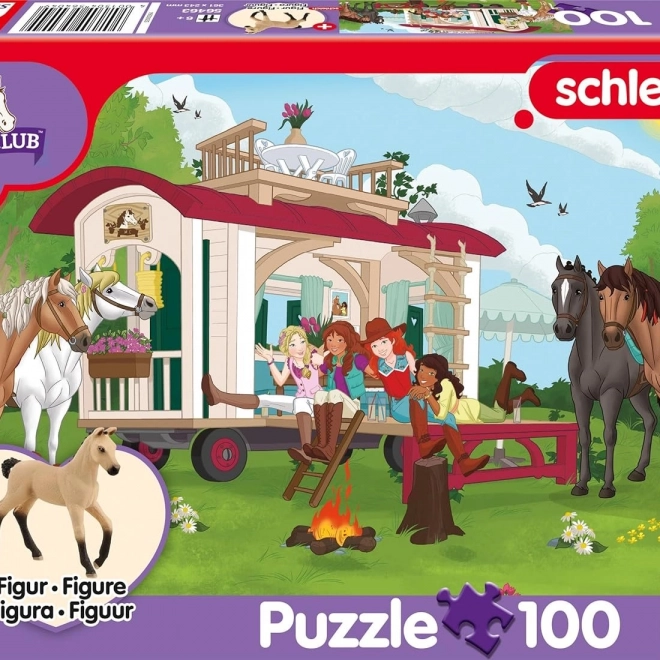 Puzzle SCHMIDT Schleich falò presso la caravan 100 pezzi + figurina