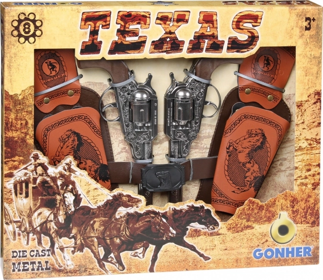 Set da cowboy Gonher – 2 revolver in metallo con fondine per capsule a 8 colpi