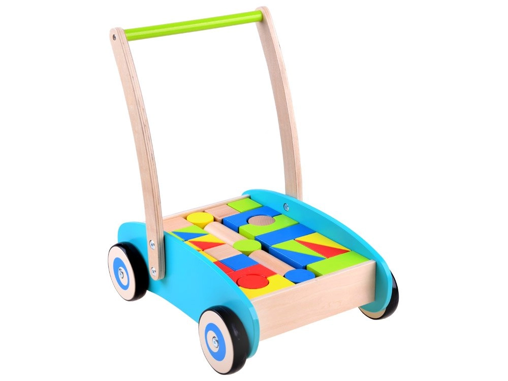 Girello In Legno Per Bambini Di Apprendimento Da Spingere E Tirare Girello In Legno Per Bambini Per 1 Anni Blu