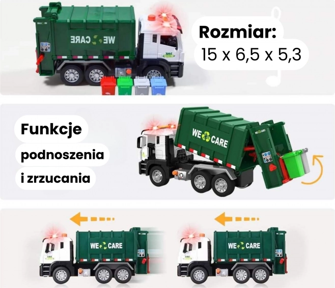 Camion interattivo della spazzatura Purifier 1:10 - Giocattolo educativo per la raccolta differenziata