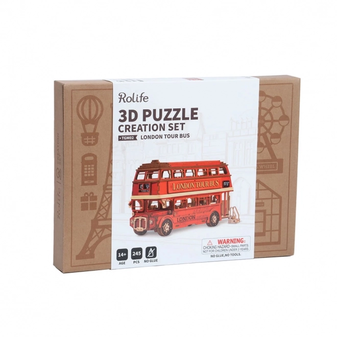 Puzzle 3D in legno Autobus a due piani di Londra