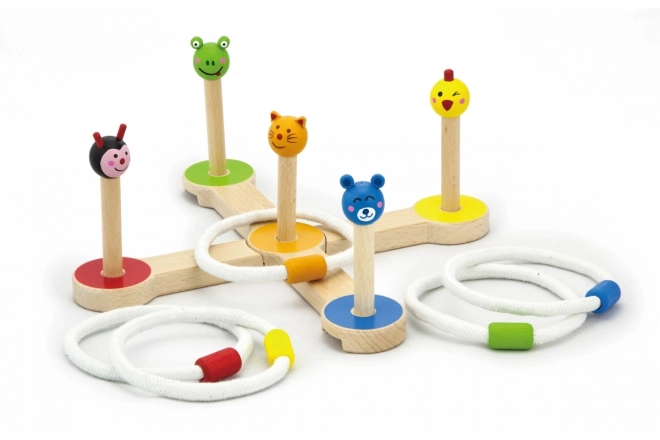 Gioco di abilità in legno lancio ad anelli animali Viga