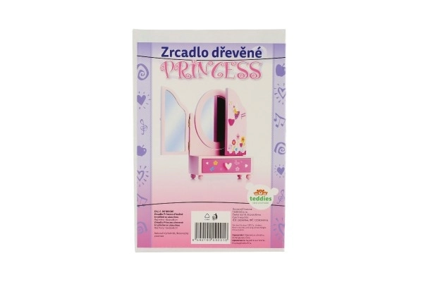 Specchiera portagioie Princess 3 cassetti in legno rosa