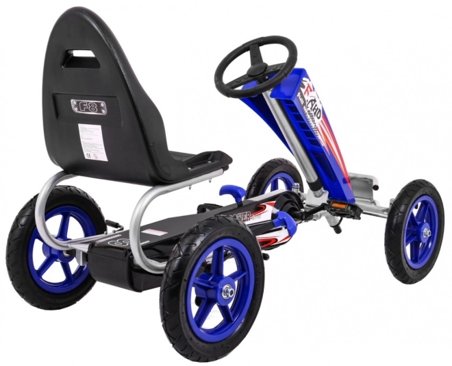 Go-kart Full Ahead AIR con pedali per bambini 3+ Blu + Regolazione sedile + Ruote gonfiabili + Freno a mano