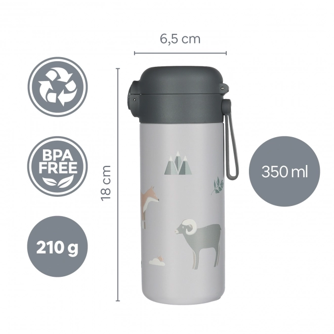 Borraccia termica con cannuccia e manico in silicone 350 ml, design Mountain