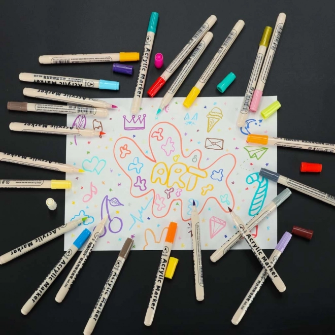 Marker acrilici impermeabili per tessuti e pietre, set di 48 pezzi