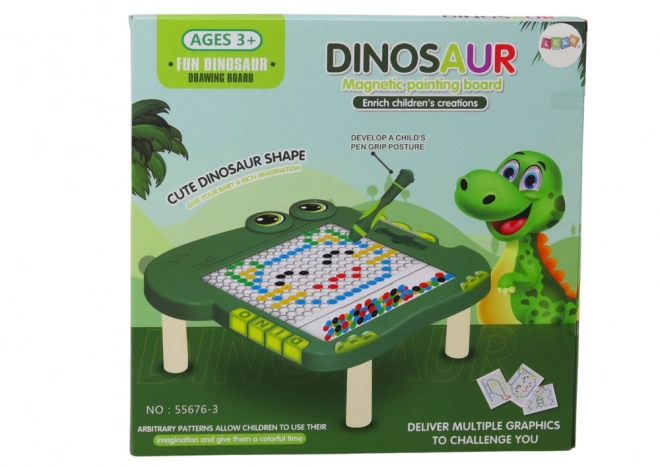 Lavagna magnetica educativa Dino puzzle verde con perline