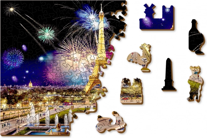 Puzzle in legno città parigi notturna