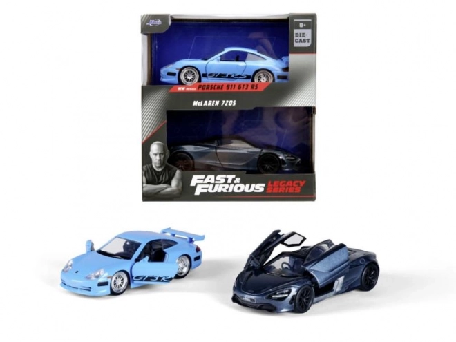 Twin Pack Fast & Furious Modelli Brian Porsche 996 GT3 RS e Shaw McLaren