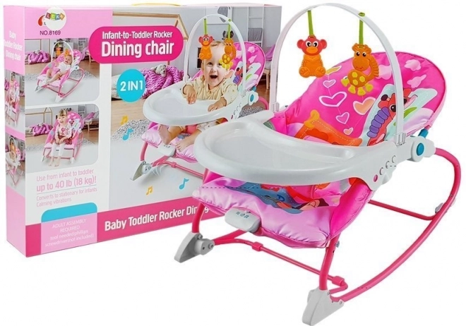 Culla Dondolo Sedia a Sdraio per Bambini 2 in 1 Rosa