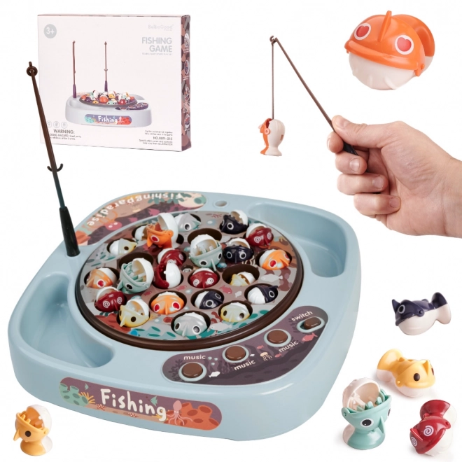 Gioco di abilità famigliare pesca ai pesciolini con accessori blu