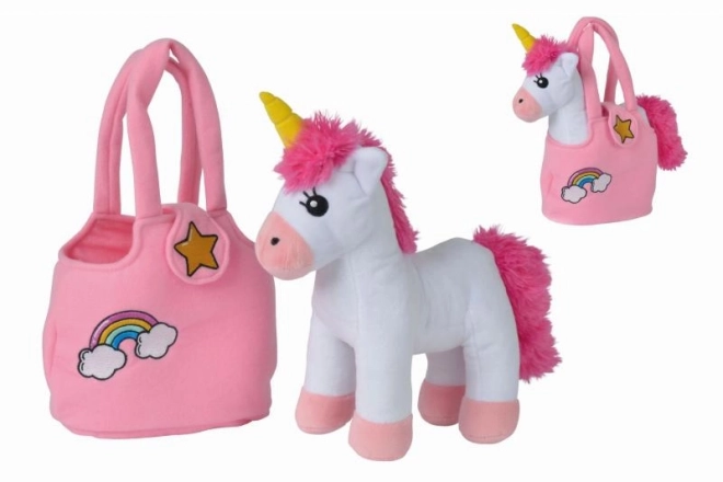 Unicorno di peluche nella borsa