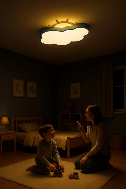 Lampada da soffitto a LED per bambini Chmurka con telecomando blu
