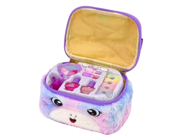 set di bellezza unicornio con beauty case in peluche