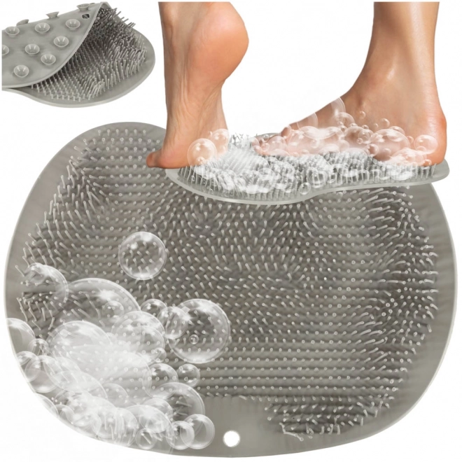 Spazzola massaggiante in silicone per doccia con ventose grigio