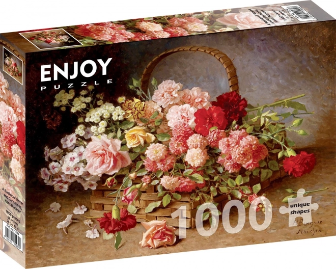 Puzzle con cestino di rose e garofani 1000 pezzi